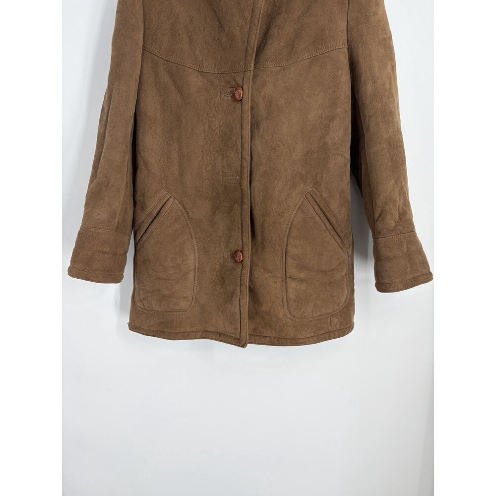 Bloomingdale’s Sawyer Napa Leather Fur Coat Women’s Size 10 Shearling Lined - Picture 3 of 8